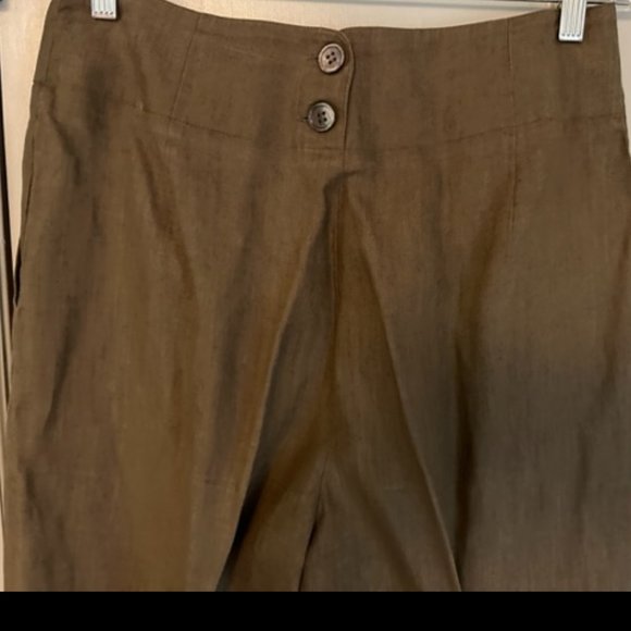 Vtg Ann Taylor khaki green linen pants suit, 80s with cool details 12 - Picture 4 of 16